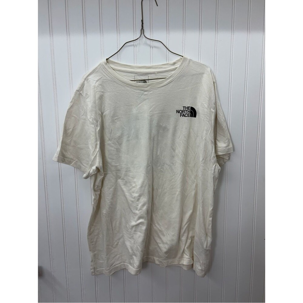 The North Face Men’s Cream Short-Sleeve Logo Tee with Black Chest Emblem
